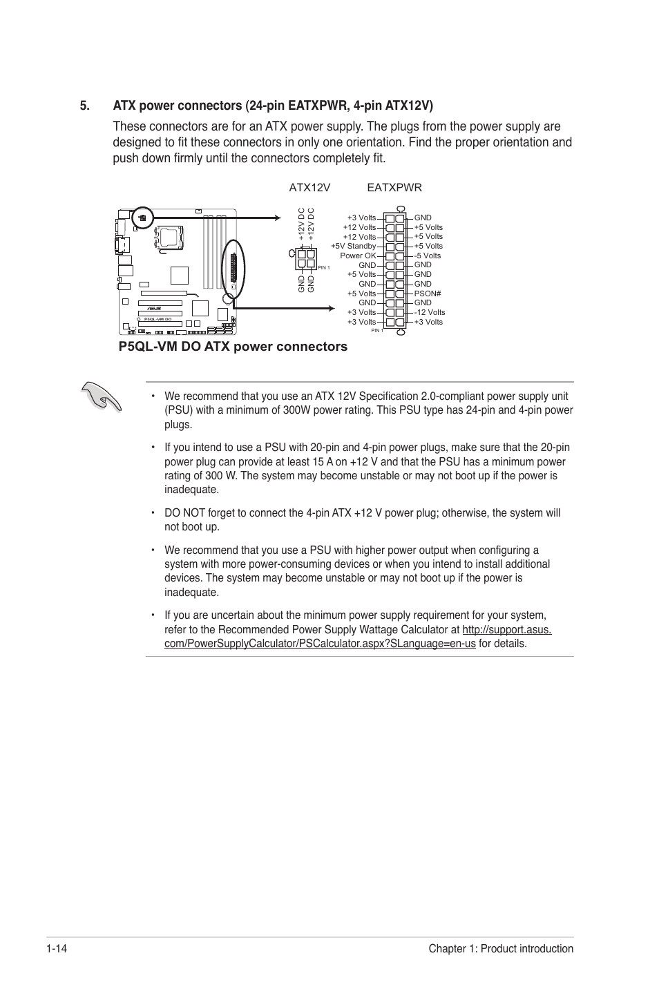P5ql-vm do atx power connectors | Asus P5QL-VM DO User Manual | Page 23 / 45
