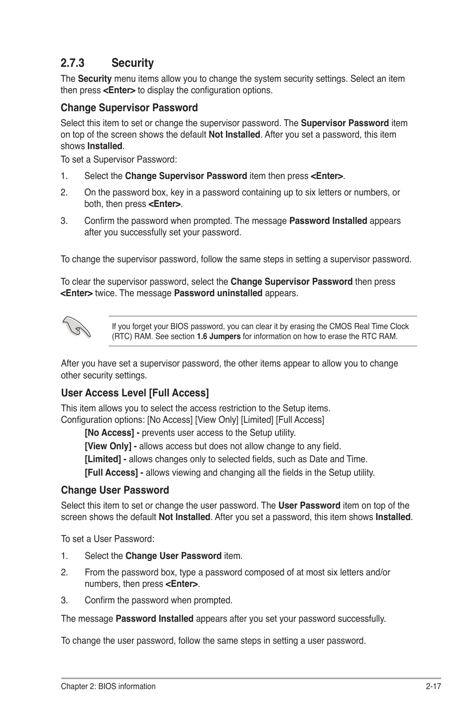 3 security, Security -17 | Asus P5QL-VM DO User Manual | Page 44 / 45