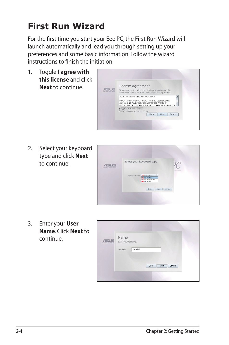 First run wizard | Asus Eee PC S101H/XP User Manual | Page 24 / 80