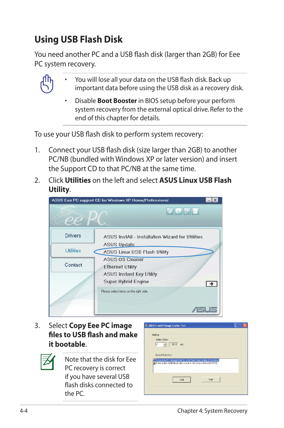 Using usb flash disk | Asus Eee PC S101H/XP User Manual | Page 48 / 80