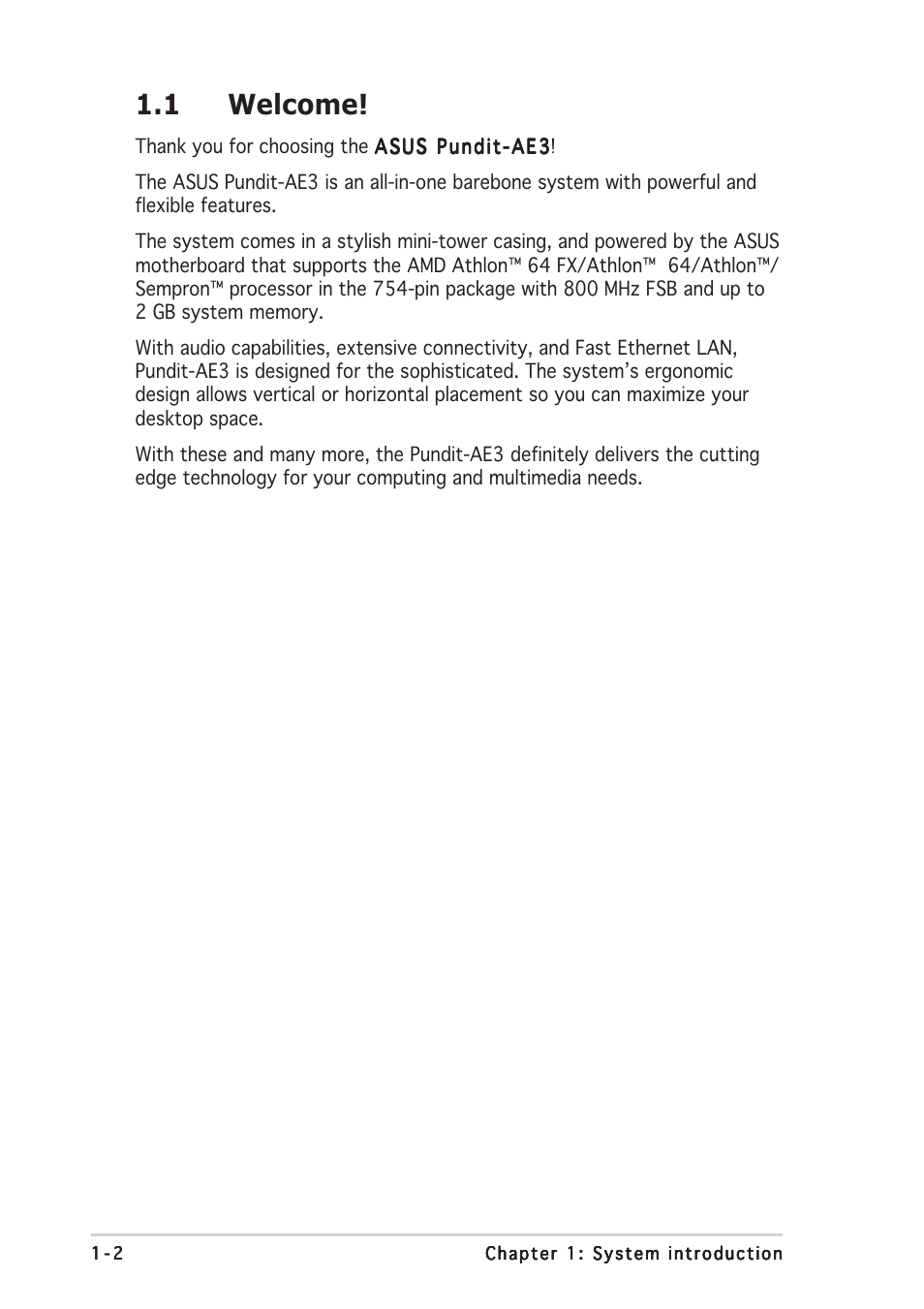 1 welcome | Asus Pundit-AE3 User Manual | Page 12 / 106