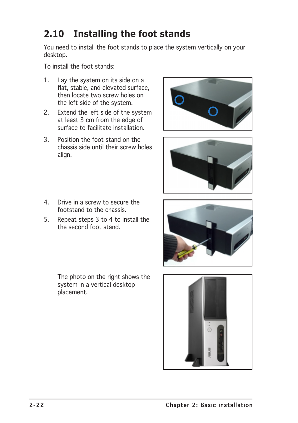 10 installing the foot stands | Asus Pundit-AE3 User Manual | Page 38 / 106