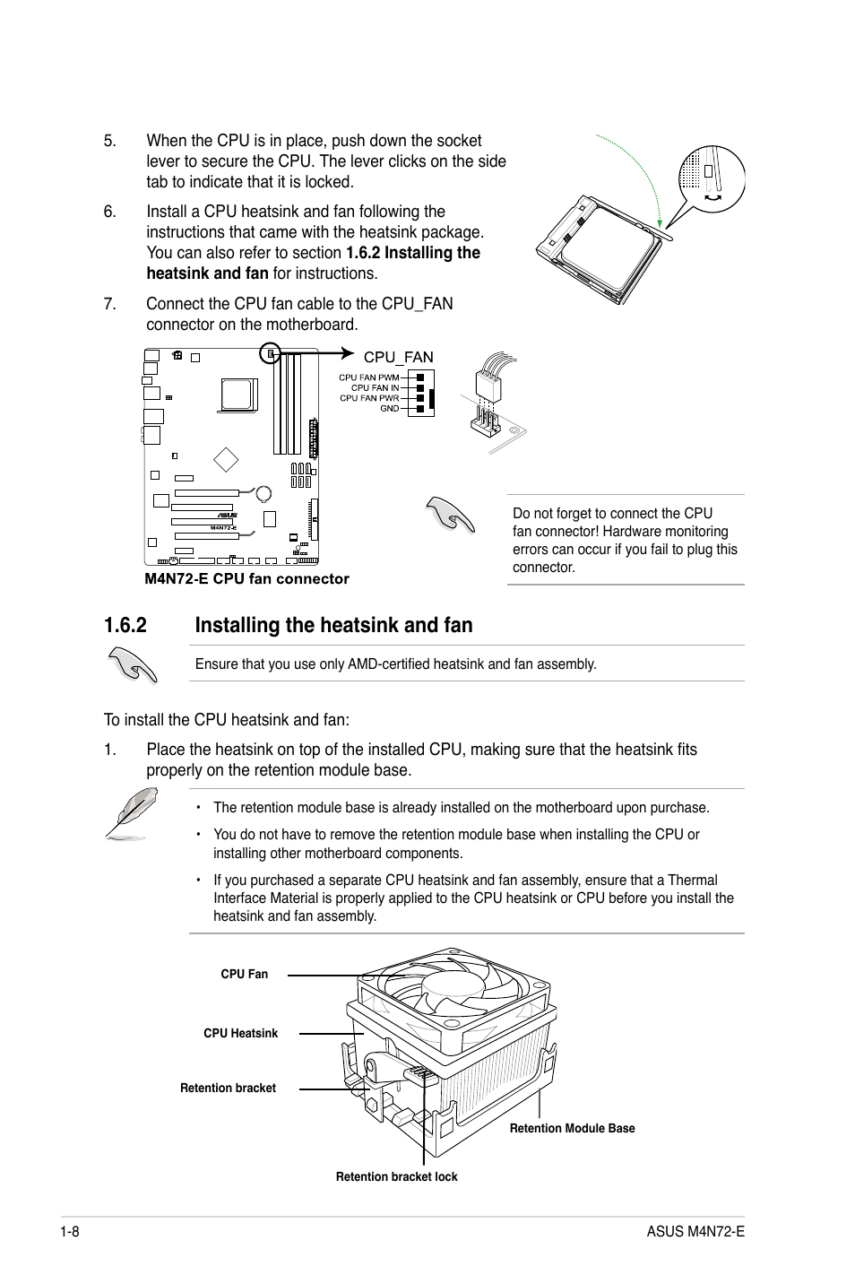 2 installing the heatsink and fan, Installing the heatsink and fan -8 | Asus M4N72-E User Manual | Page 20 / 72