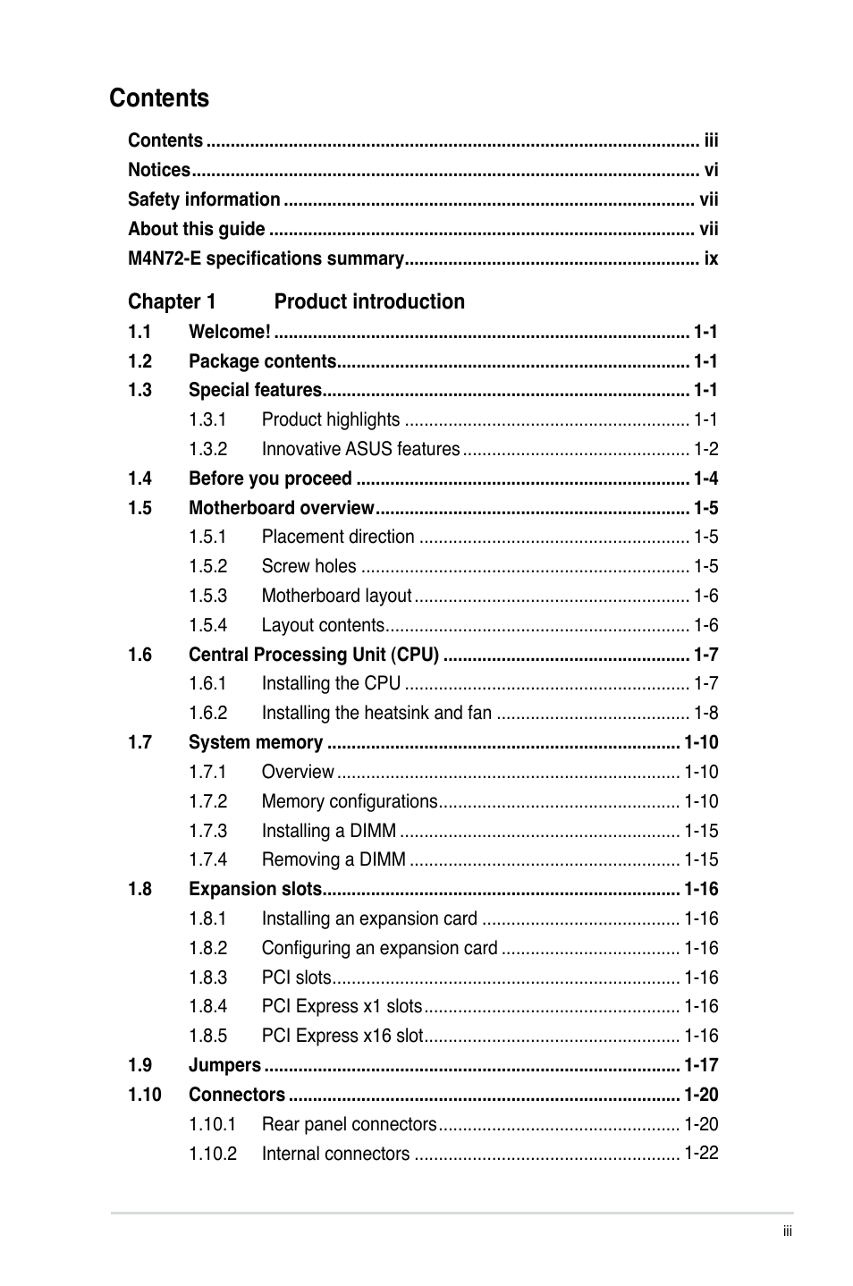 Asus M4N72-E User Manual | Page 3 / 72