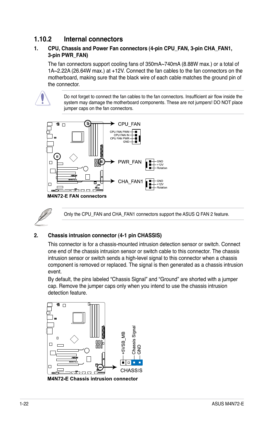 2 internal connectors, 2 internal connectors -22 | Asus M4N72-E User Manual | Page 34 / 72