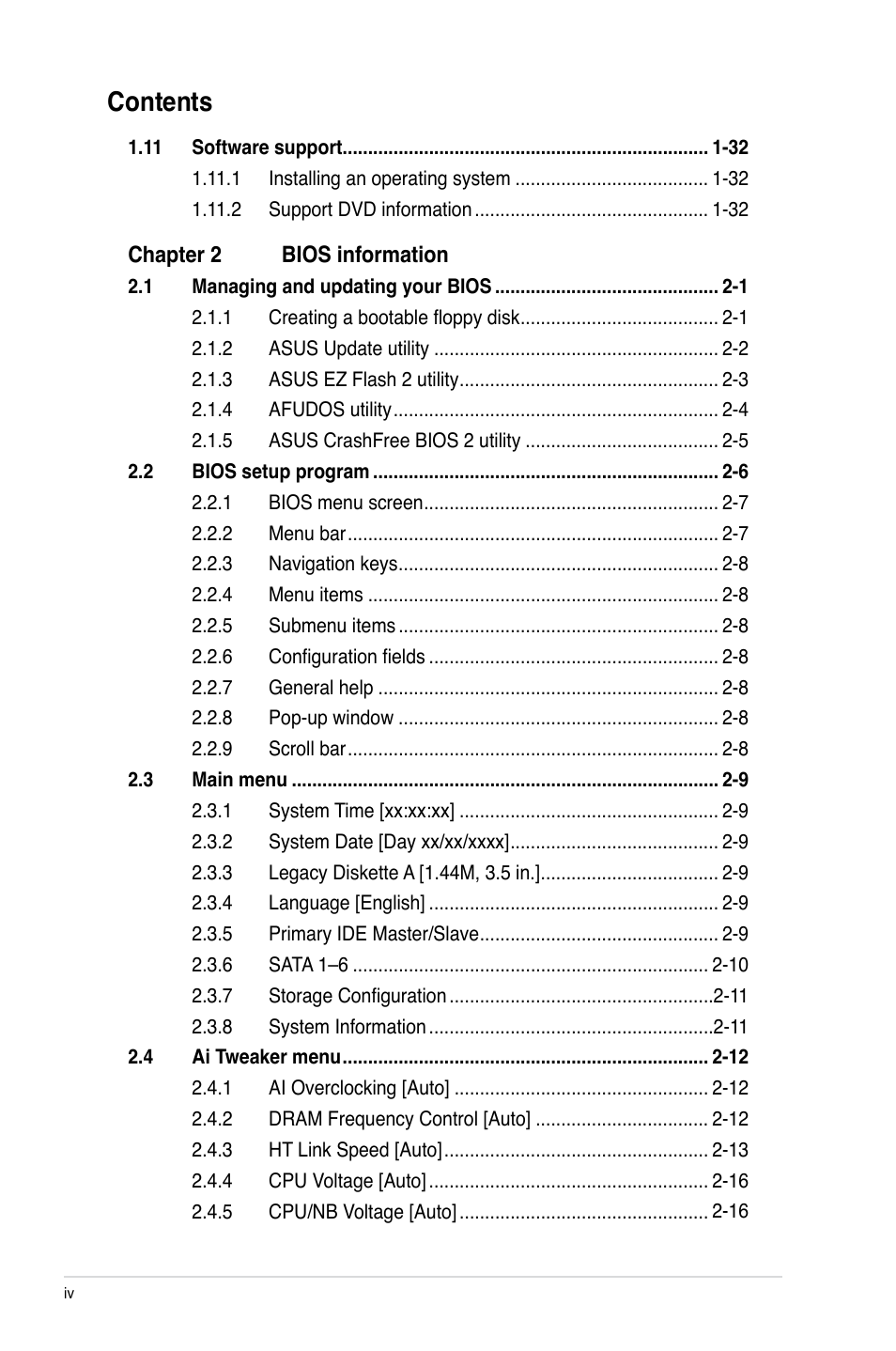 Asus M4N72-E User Manual | Page 4 / 72