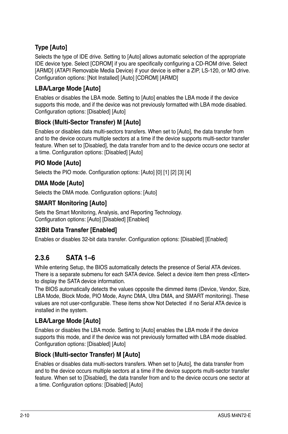 6 sata 1–6, Sata 1–6 -10 | Asus M4N72-E User Manual | Page 54 / 72