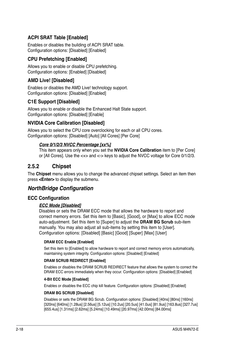 2 chipset, Chipset -18, Northbridge configuration | Asus M4N72-E User Manual | Page 62 / 72