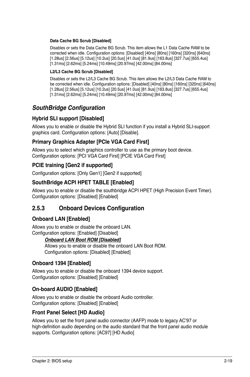3 onboard devices configuration, Onboard devices configuration -19, Southbridge configuration | Asus M4N72-E User Manual | Page 63 / 72