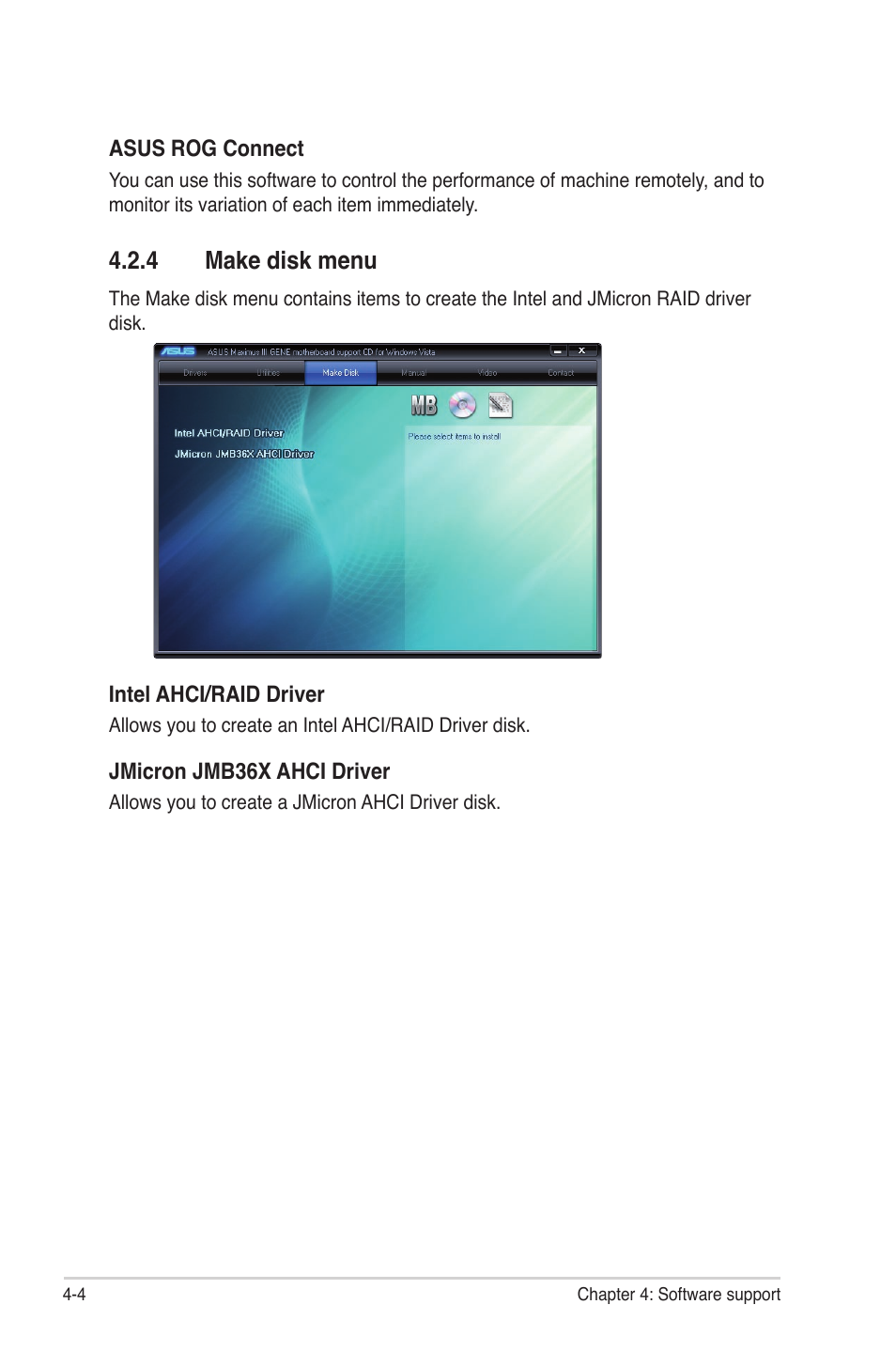 4 make disk menu, Make disk menu -4 | Asus Maximus III Gene User Manual | Page 124 / 170