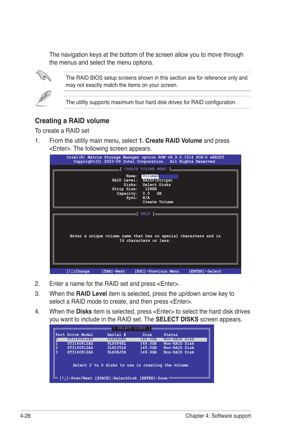 Creating a raid volume | Asus Maximus III Gene User Manual | Page 148 / 170