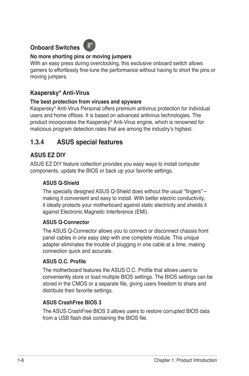 4 asus special features, Asus special features -6 | Asus Maximus III Gene User Manual | Page 22 / 170