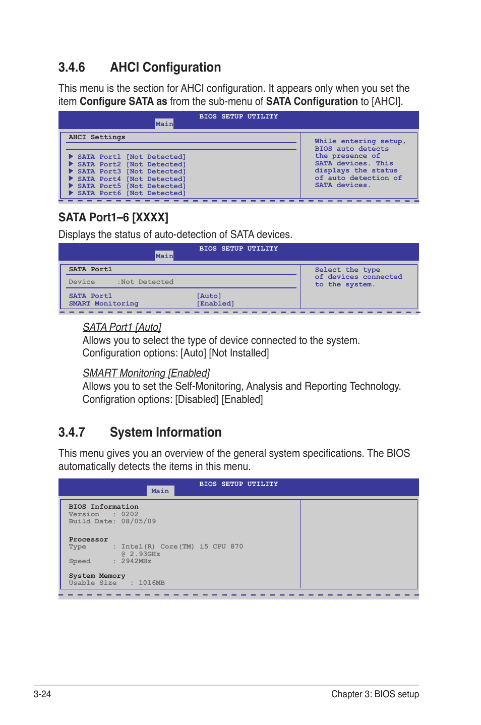 6 ahci configuration, 7 system information, Ahci configuration -24 | System information -24 | Asus Maximus III Gene User Manual | Page 94 / 170