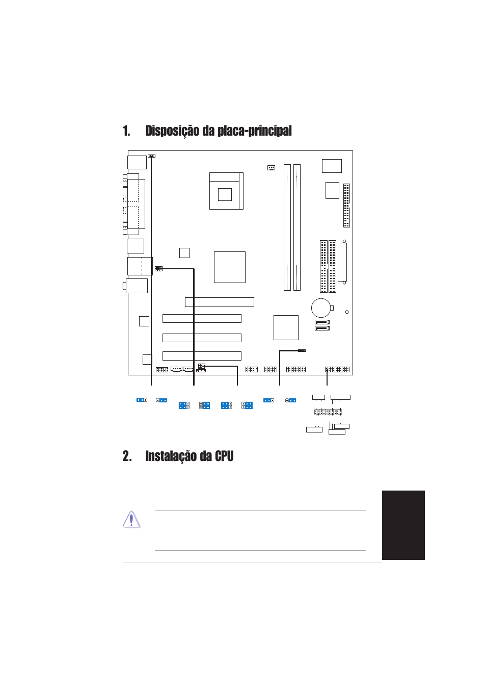 Disposição da placa-principal 2. instalação da cpu, Portugu ê s, Asus p4s8x-mx | Pci1, Pci2 pci3 | Asus P4S8X-MX User Manual | Page 17 / 20