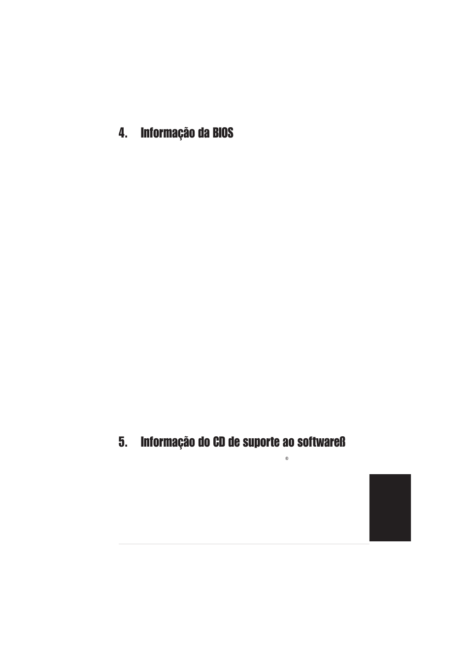 Informação da bios, Informação do cd de suporte ao softwareß | Asus P4S8X-MX User Manual | Page 19 / 20