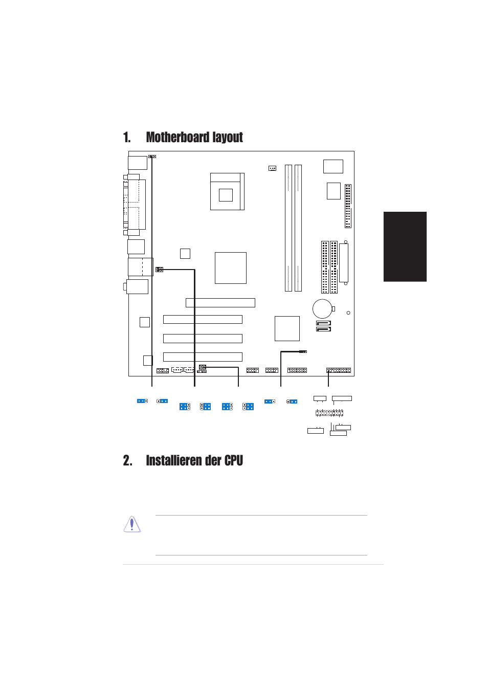 Installieren der cpu, Motherboard layout, Deutsch | Asus p4s8x-mx-motherboard, Pci1, Pci2 pci3, P4s8x-mx, Super i/o | Asus P4S8X-MX User Manual | Page 5 / 20