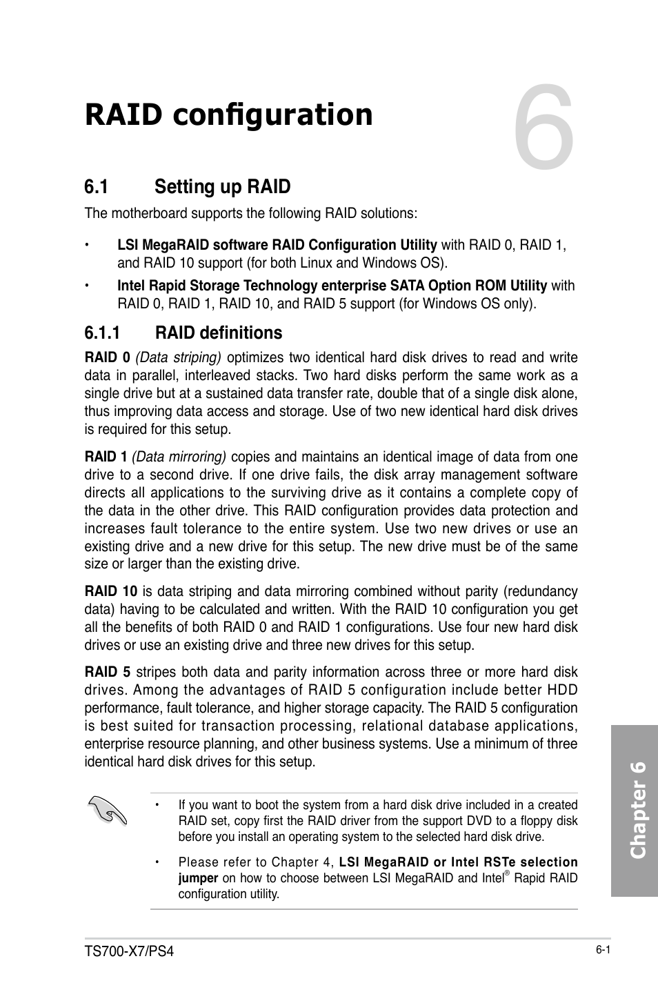 Raid configuration | Asus TS700-X7/PS4 User Manual | Page 123 / 200