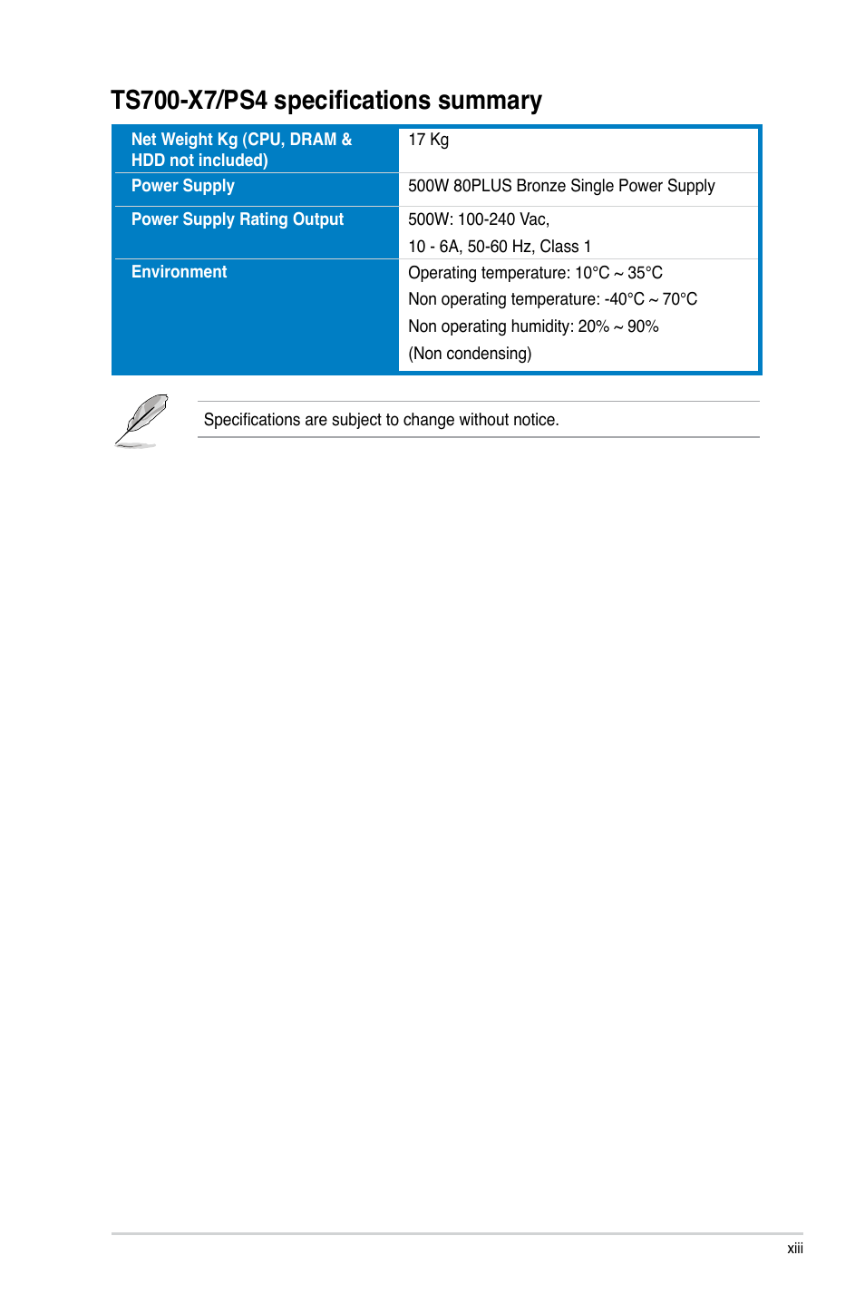 Asus TS700-X7/PS4 User Manual | Page 13 / 200