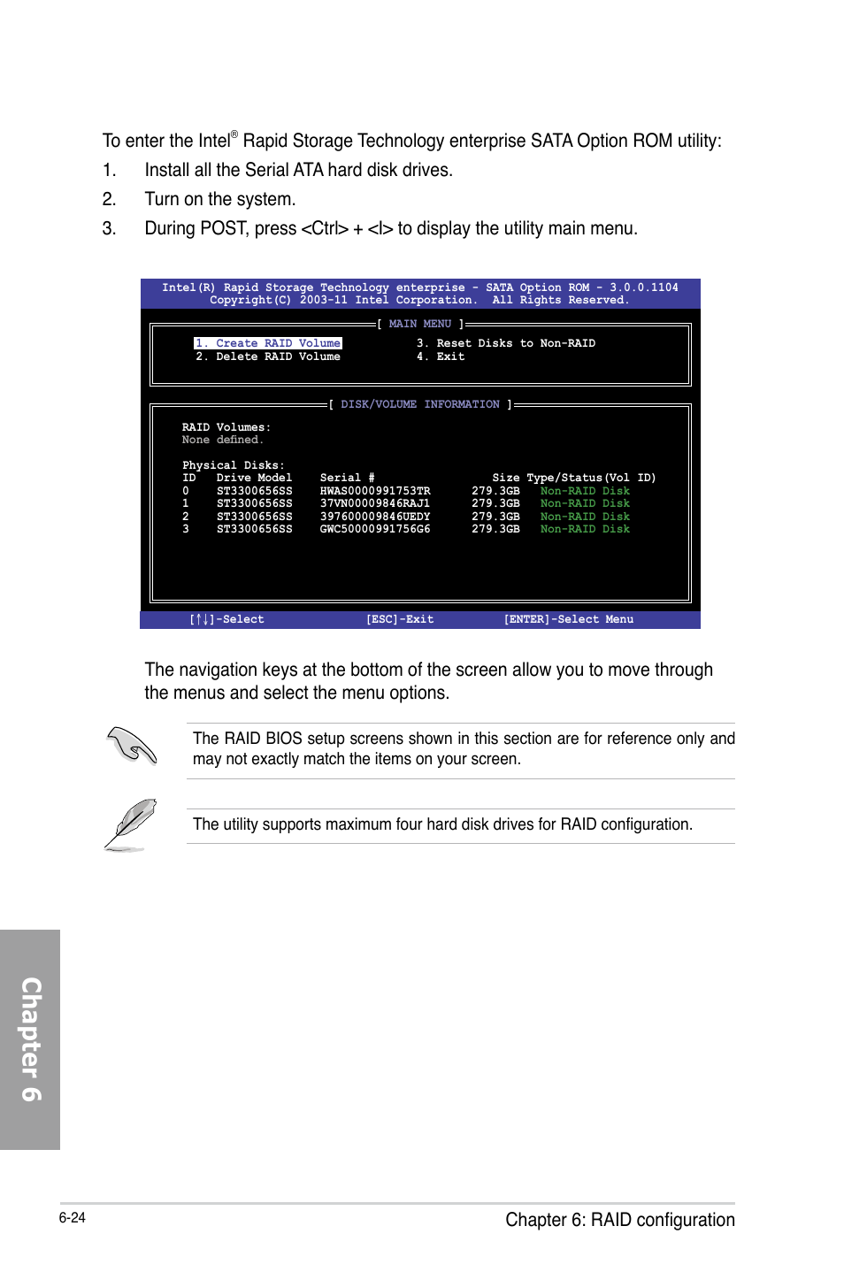 Chapter 6, Chapter 6: raid configuration | Asus TS700-X7/PS4 User Manual | Page 146 / 200