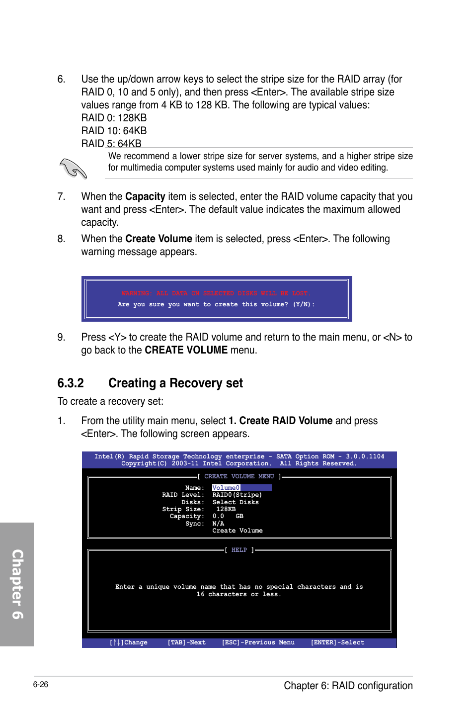 Chapter 6, 2 creating a recovery set | Asus TS700-X7/PS4 User Manual | Page 148 / 200