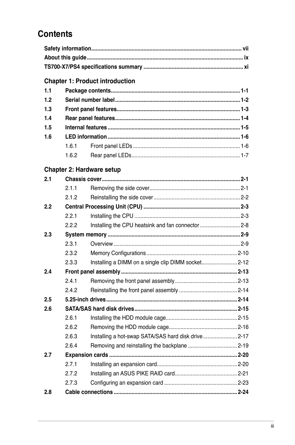 Asus TS700-X7/PS4 User Manual | Page 3 / 200