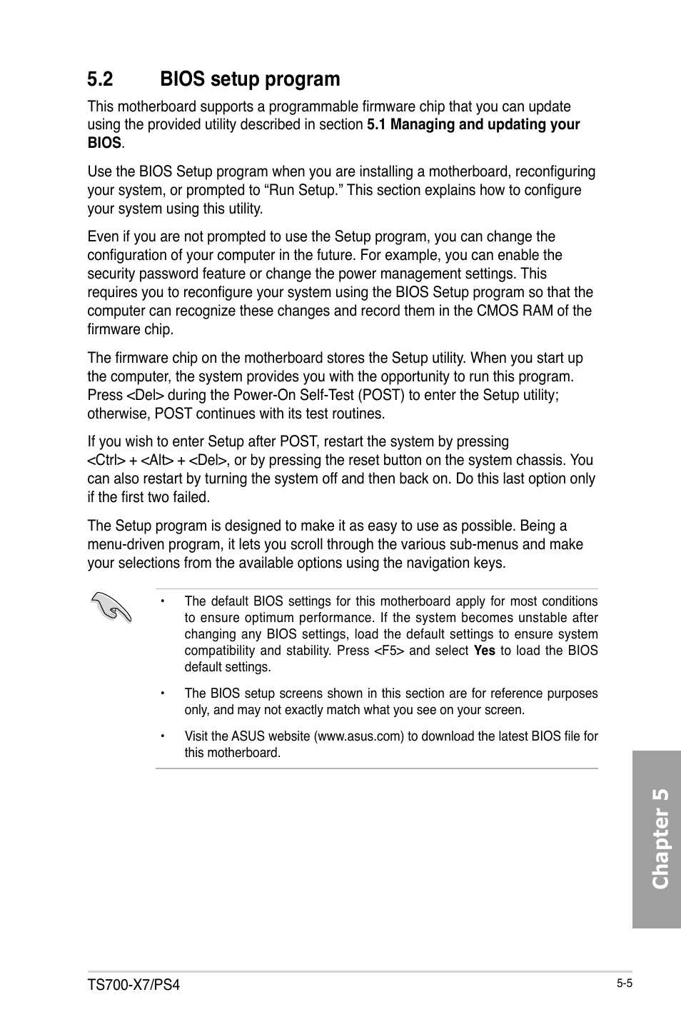 Chapter 5 5.2 bios setup program | Asus TS700-X7/PS4 User Manual | Page 81 / 200
