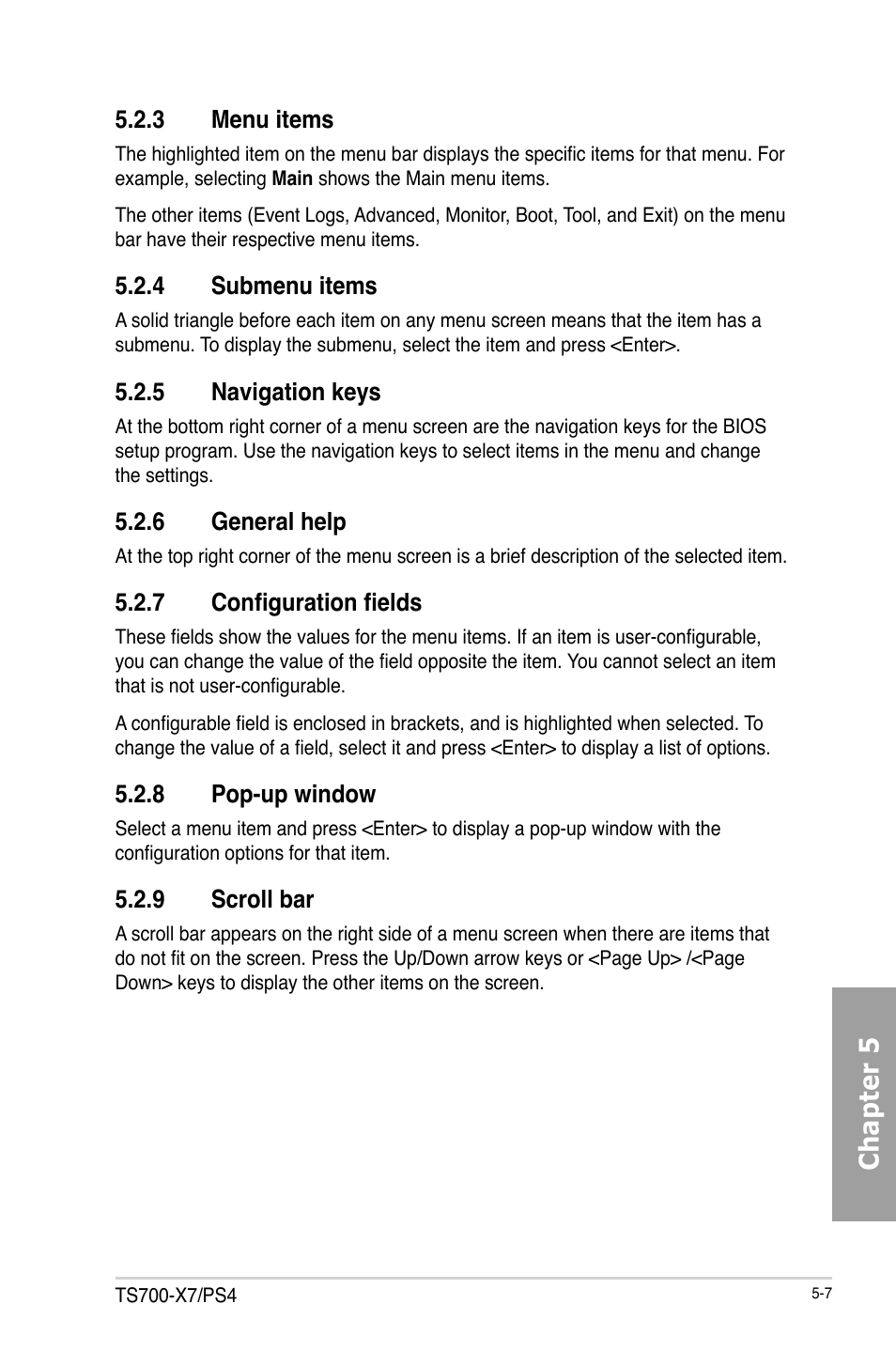 Chapter 5 | Asus TS700-X7/PS4 User Manual | Page 83 / 200