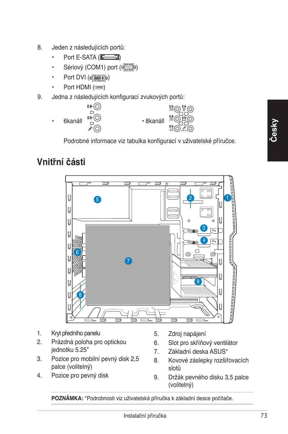 Vnitřní části, Česky | Asus V4-P5P43 User Manual | Page 73 / 100