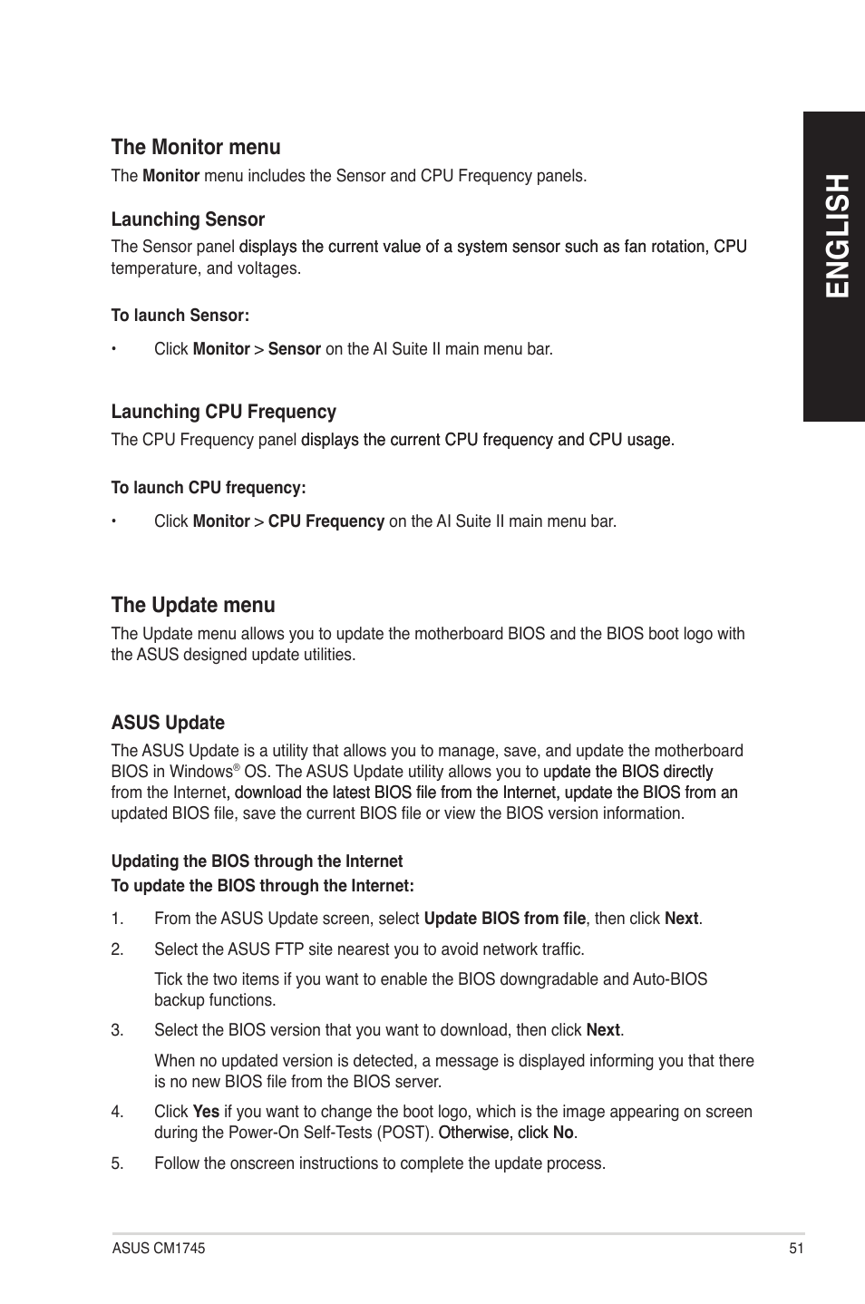 En g lis h en g li sh | Asus CM1745 User Manual | Page 51 / 66