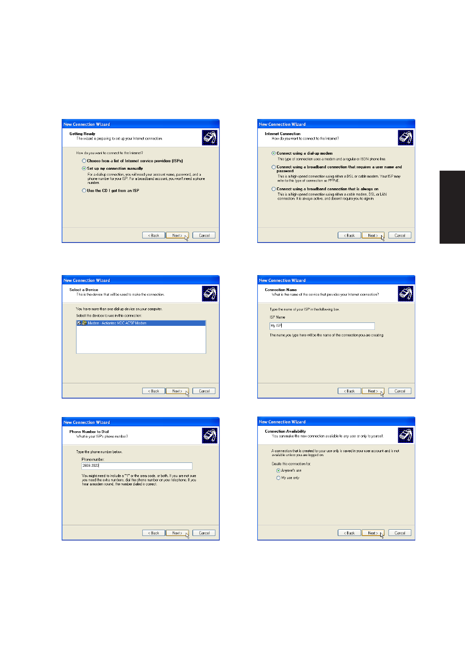 Modem configuration (cont’) | Asus A3N User Manual | Page 45 / 118