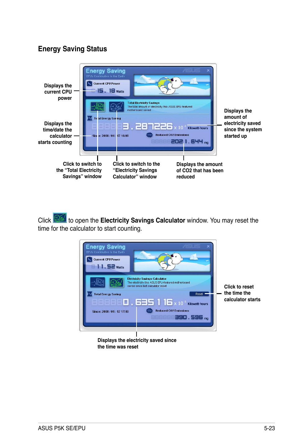 Energy saving status | Asus P5K SE/EPU User Manual | Page 125 / 134