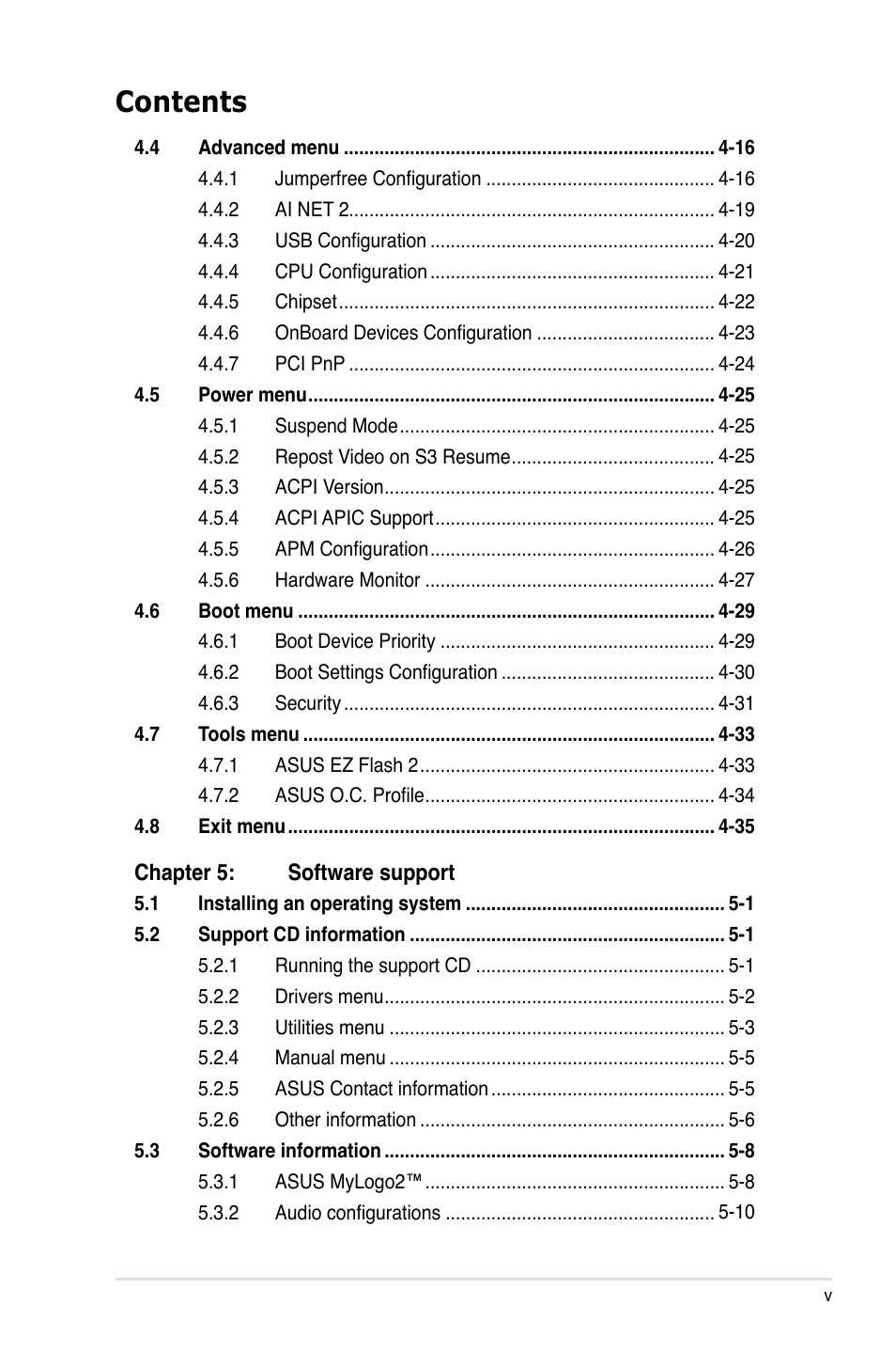 Asus P5K SE/EPU User Manual | Page 5 / 134