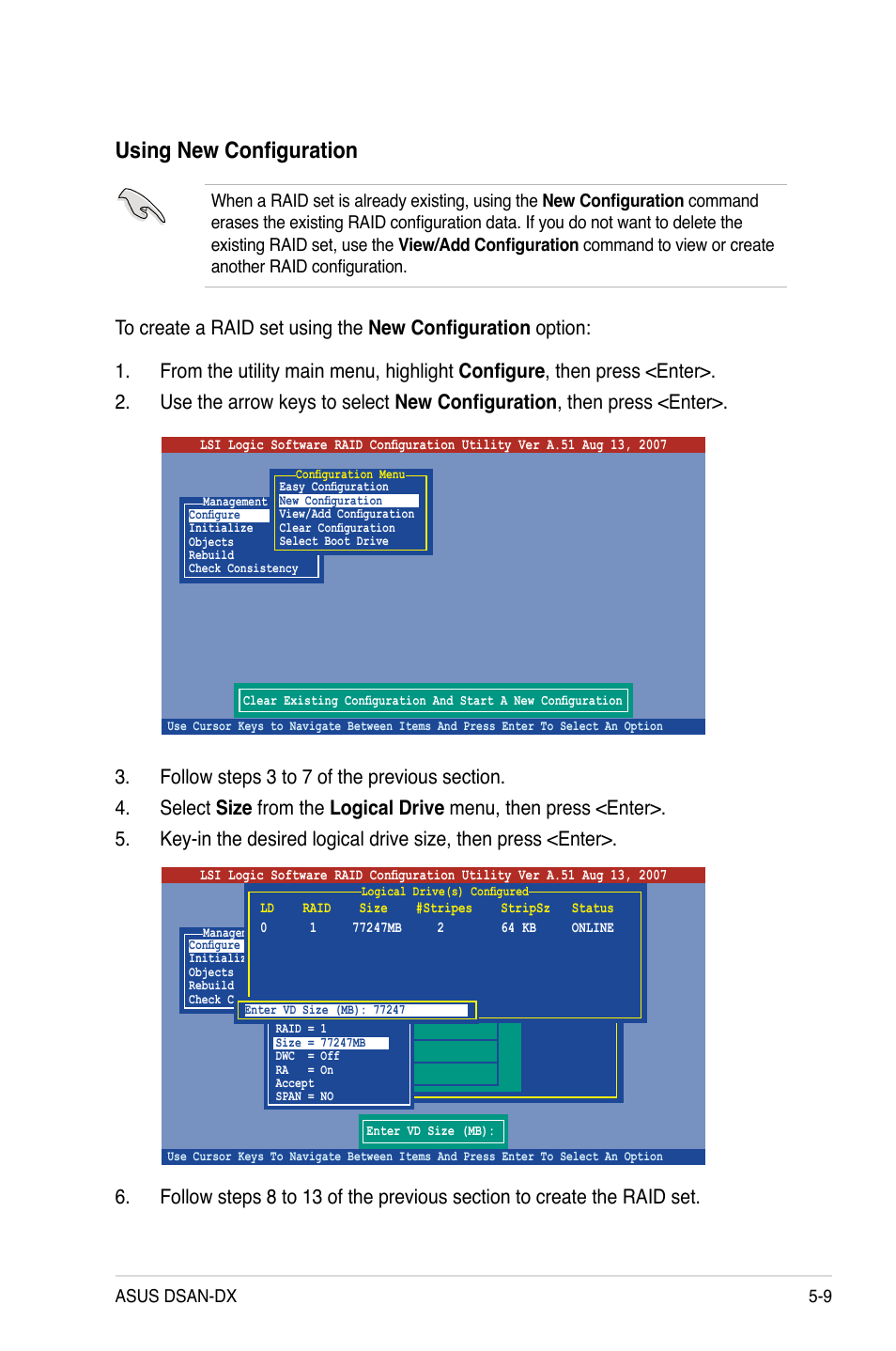 Using new configuration, Asus dsan-dx 5-9 | Asus DSAN-DX User Manual | Page 107 / 162