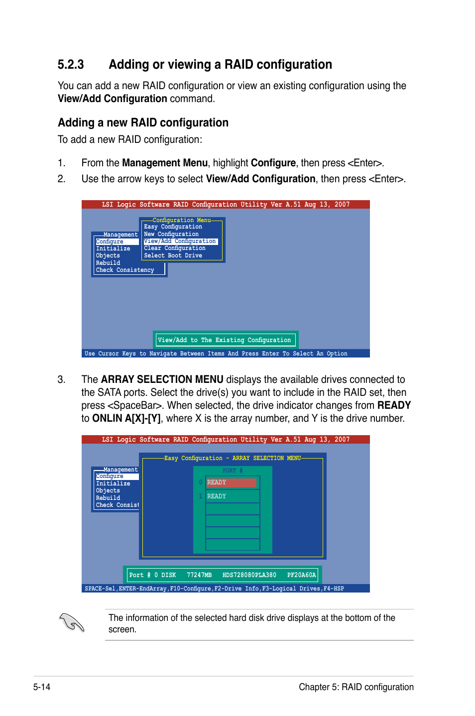 3 adding or viewing a raid configuration, Adding a new raid configuration | Asus DSAN-DX User Manual | Page 112 / 162