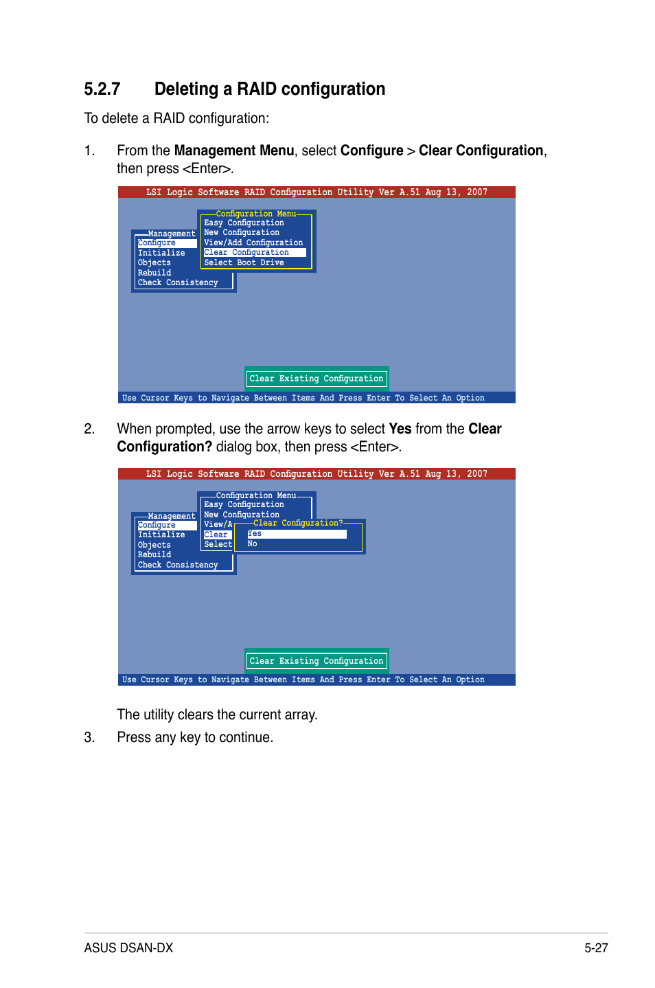 7 deleting a raid configuration | Asus DSAN-DX User Manual | Page 125 / 162