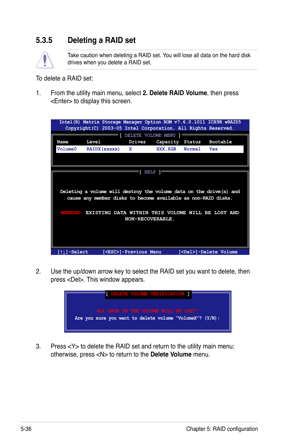 5 deleting a raid set | Asus DSAN-DX User Manual | Page 134 / 162