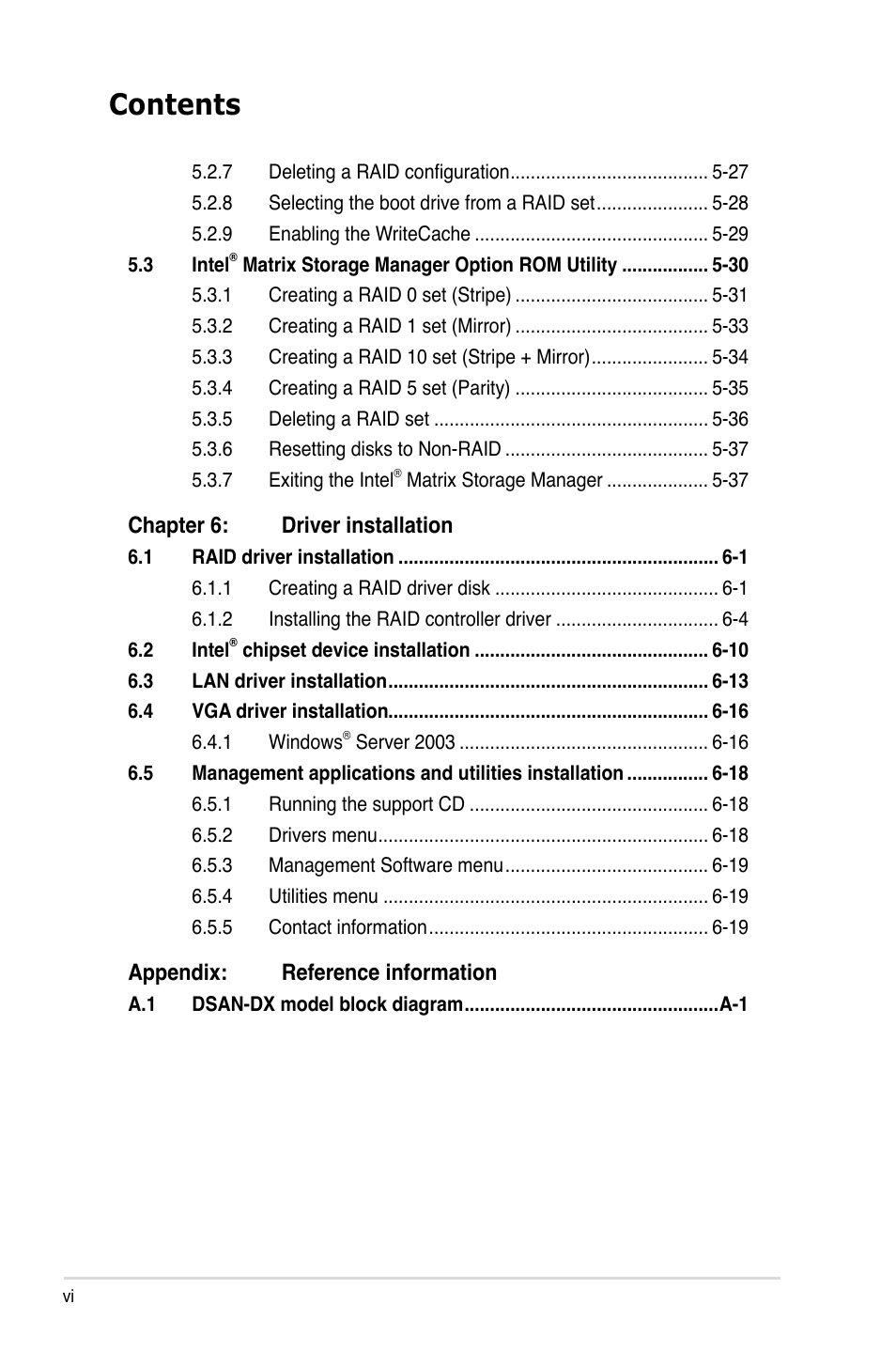 Asus DSAN-DX User Manual | Page 6 / 162