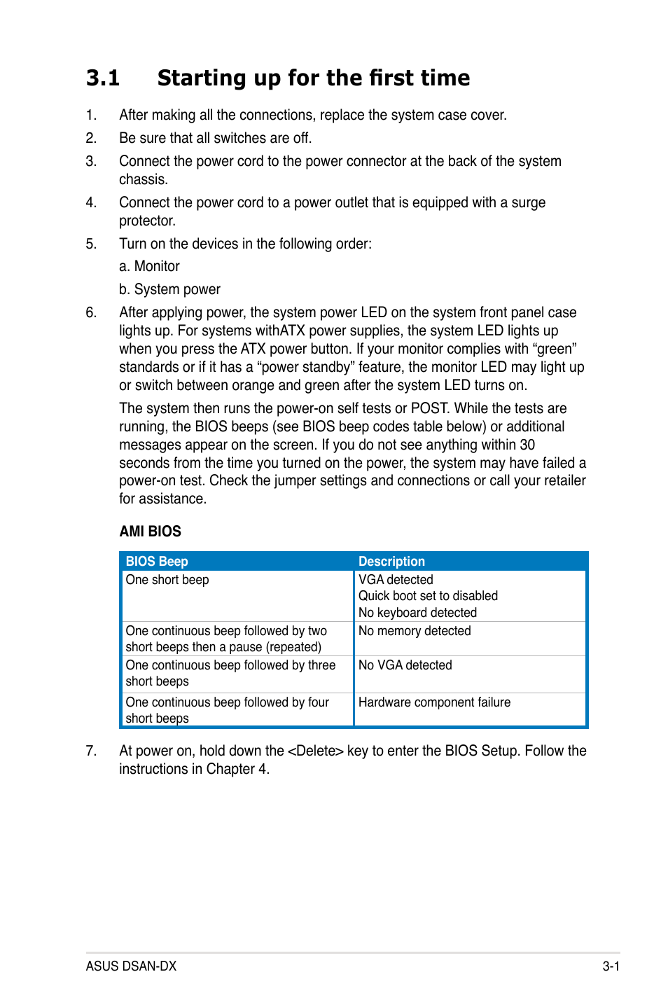 1 starting up for the first time | Asus DSAN-DX User Manual | Page 61 / 162