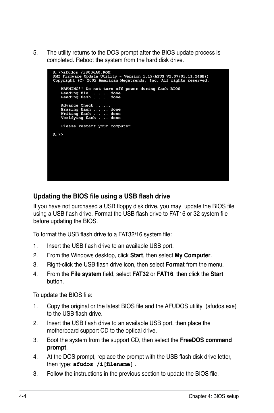 Updating the bios file using a usb flash drive | Asus DSAN-DX User Manual | Page 68 / 162