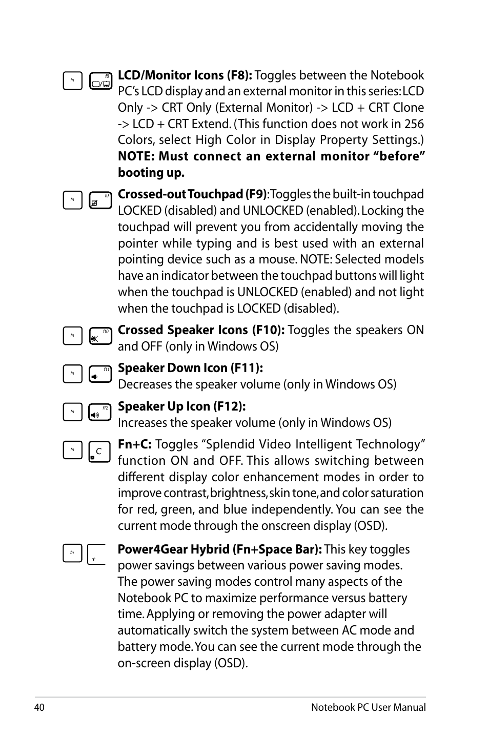 Asus G75VX User Manual | Page 40 / 126