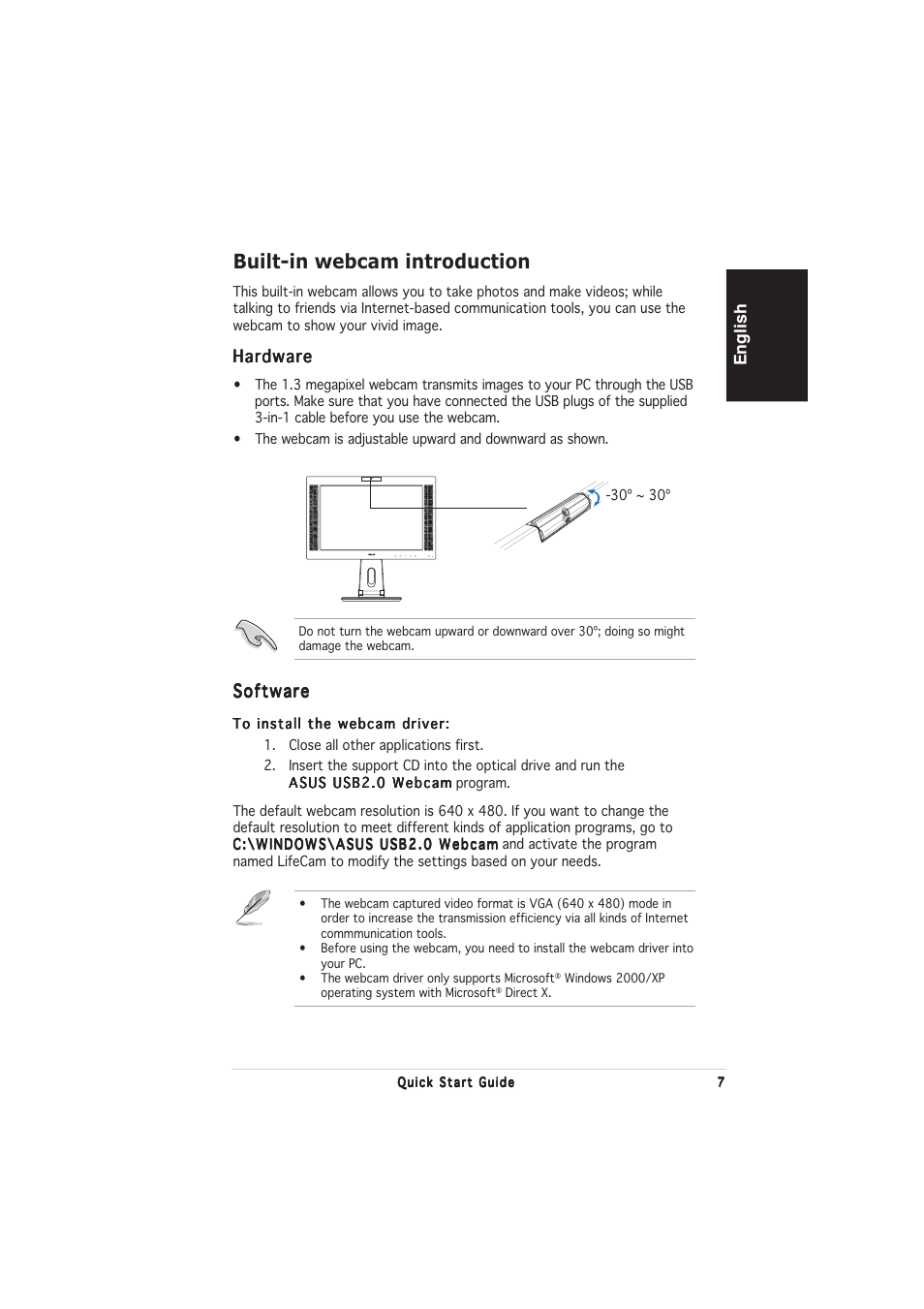 Built-in webcam introduction | Asus PW201 User Manual | Page 11 / 124