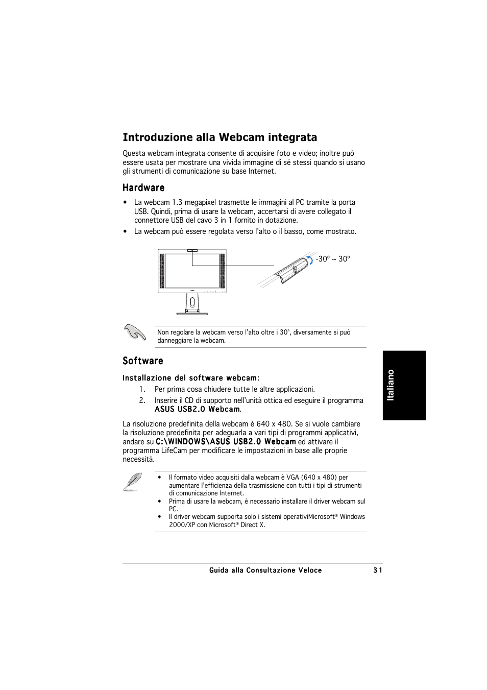 Introduzione alla webcam integrata | Asus PW201 User Manual | Page 35 / 124