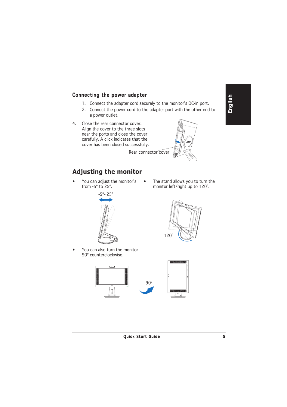 Adjusting the monitor | Asus PW201 User Manual | Page 9 / 124
