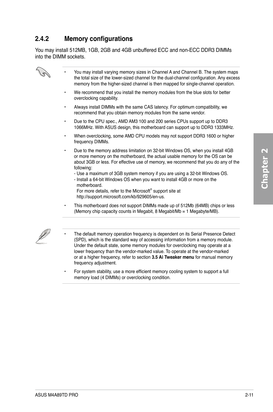 Chapter 2 | Asus M4A89TD PRO/USB3 User Manual | Page 29 / 120