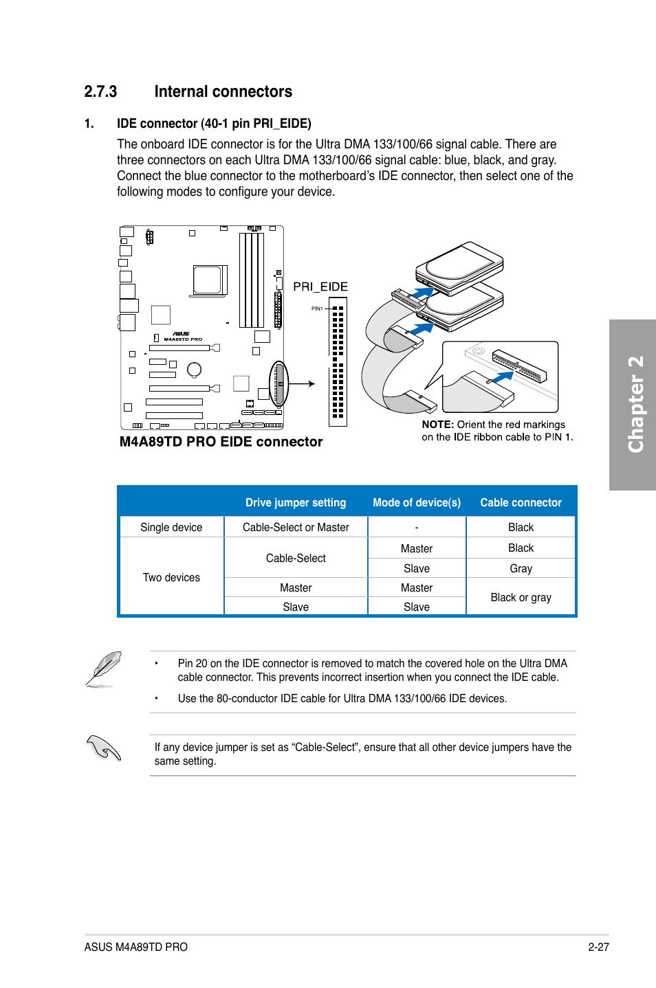 Chapter 2, 3 internal connectors | Asus M4A89TD PRO/USB3 User Manual | Page 45 / 120