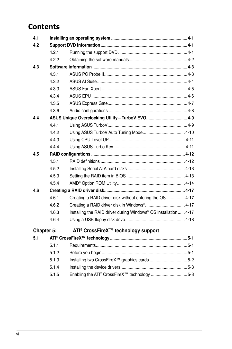 Asus M4A89TD PRO/USB3 User Manual | Page 6 / 120
