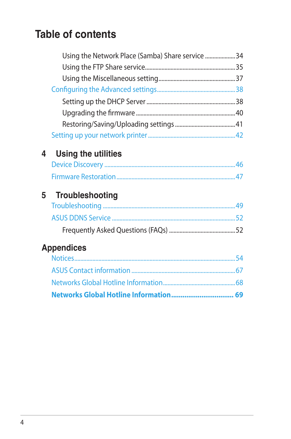 Asus RT-AC66U User Manual | Page 4 / 70