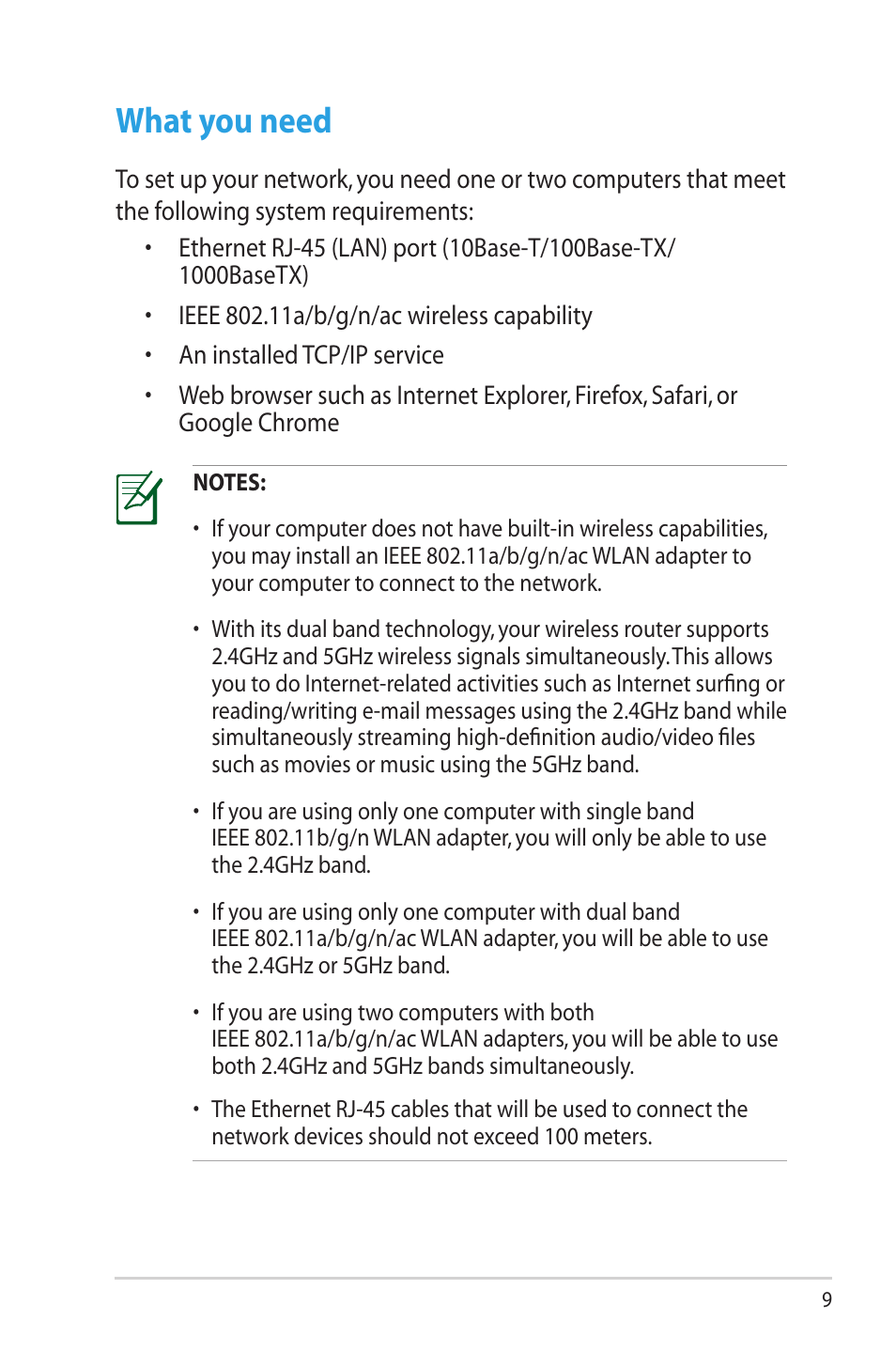 What you need | Asus RT-AC66U User Manual | Page 9 / 70