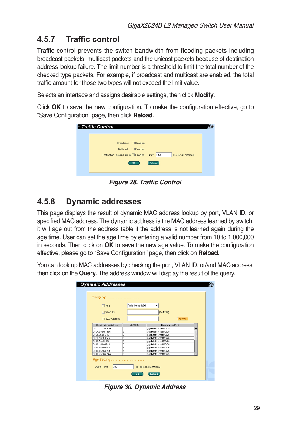 7 trafﬁc control 4.5.8 dynamic addresses, 7 trafﬁc control, 8 dynamic addresses | Asus GigaX2024B User Manual | Page 41 / 102