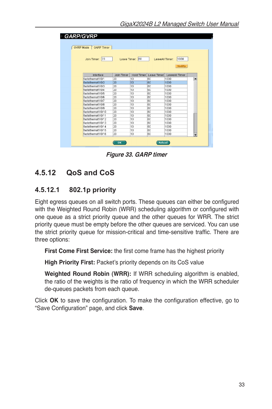 12 qos and cos, 1 802.1p priority | Asus GigaX2024B User Manual | Page 45 / 102
